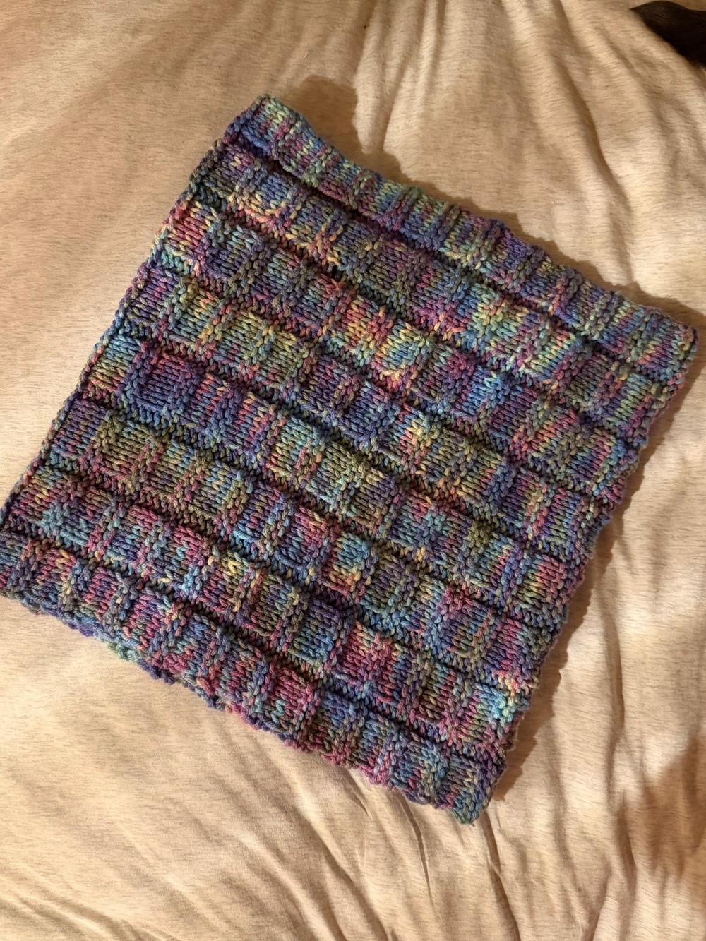 Handmade Multicolor Knit Circle Scarf